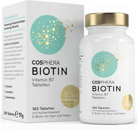 Cosphera Biotin Tabletten vegan ohne Zusatzstoffe 365 Stück – Bild 1 von 1