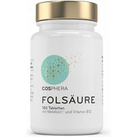 Produktbild von Cosphera Folsäure Tabletten vegan für Frauen, Schwangere und Stillende 180 Stück
