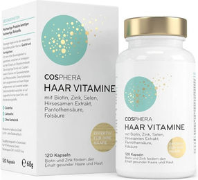 Cosphera Haar Vitamine Kapseln mit Zink, Biotin und Selen, vegan, 120 Kapseln – Bild 1 von 1