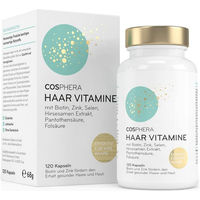 Produktbild von Cosphera Haar Vitamine Kapseln mit Zink, Biotin und Selen, vegan, 120 Kapseln