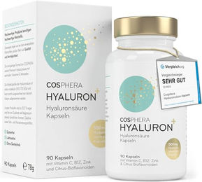 Cosphera Hyaluronsäure Kapseln vegan mit 500 mg pro Kapsel 90 Stück – Bild 1 von 2