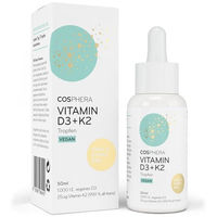 Produktbild von Cosphera Vitamin D3 K2 Tropfen mit 1000 IE Vitamin D3 und 25 µg K2 MK7 in MCT-Öl, vegan, ohne Zusatzstoffe, 50 ml