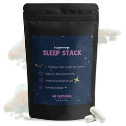 Cupplement Schlafkomplex Kapseln ohne Zusatzstoffe 60 Stück 395 mg mit Magnesiumbisglycinat, Baldrianextrakt, Apigenin und Grüntee-Extrakt – Bild 1 von 5