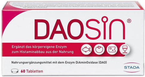 DAOSIN Tabletten von STADA zur Unterstützung des körpereigenen DAO-Enzyms, 60 Stück, laktosefrei, glutenfrei und ohne Zusatzstoffe – Bild 1 von 2