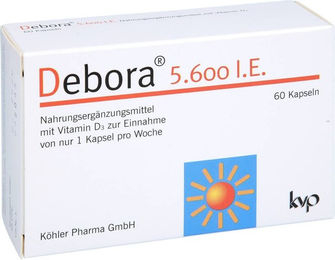 Debora Vitamin D3 5600 IE Kapseln 60 Stück glutenfrei und laktosefrei von Köhler Pharma GmbH – Bild 1 von 1