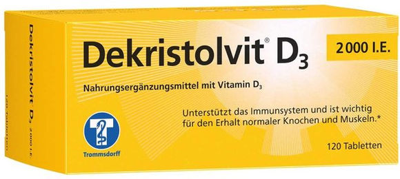 Dekristol Vitamin D3 2000 IE Tabletten 120 Stück glutenfrei laktosefrei ohne Gelatine für Kinder und Erwachsene – Bild 1 von 1