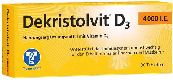 Dekristol Vitamin D3 4000 I.E. Tabletten 30 Stück glutenfrei laktosefrei ohne Gelatine für Kinder und Erwachsene – Bild 1 von 1