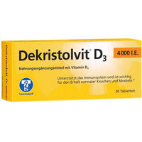 Produktbild von Dekristol Vitamin D3 4000 I.E. Tabletten 30 Stück glutenfrei laktosefrei ohne Gelatine für Kinder und Erwachsene