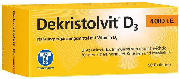 Dekristol Vitamin D3 4000 I.E. Tabletten 90 Stück glutenfrei laktosefrei ohne Gelatine für Kinder und Erwachsene – Bild 1 von 1