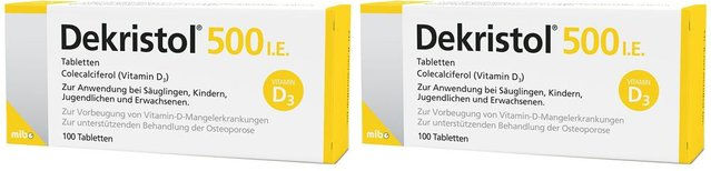 Dekristol Vitamin D3 Tabletten 500 I.E. für Säuglinge Kinder und Erwachsene 200 Stück – Bild 1 von 1