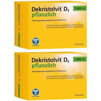 Produktbild von Dekristolvit D3 HÜBNER Naturarzneimittel 2000 IE Kapseln vegan glutenfrei laktosefrei für Erwachsene und Kinder 120 Kapseln