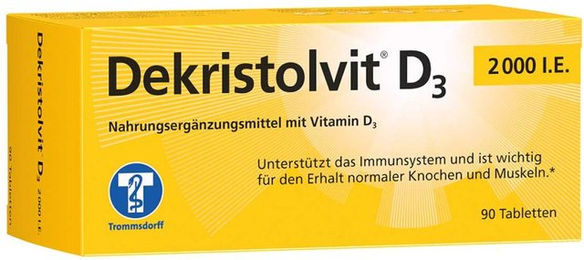Dekristolvit D3 Trommsdorff Vitamin D3 2000 IE Tabletten 90 Stück glutenfrei laktosefrei ohne Gelatine für Kinder und Erwachsene – Bild 1 von 1