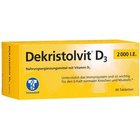 Produktbild von Dekristolvit D3 Trommsdorff Vitamin D3 2000 IE Tabletten 90 Stück glutenfrei laktosefrei ohne Gelatine für Kinder und Erwachsene