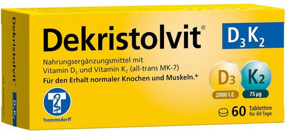 Dekristolvit D3K2 Dermapharm Tabletten 2000 IE vegetarisch glutenfrei laktosefrei 60 Stück – Bild 1 von 1