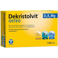 Produktbild von Dekristolvit OSTEO D3K2Mg Kapseln mit Vitamin D3 2000 IE, vegetarisch, glutenfrei, laktosefrei und zuckerfrei, 60 Stück