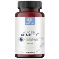 Produktbild von Delvina Augen Komplex PRO Augenvitamine mit Lutein, Zeaxanthin, Anthocyanidinen und Vitaminen, 120 Kapseln, vegan und hochdosiert