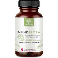 Produktbild von Delvina Mundflora Lutschtabletten Himbeere mit Bakterienkulturen und Vitamin D3 90 Stück vegan und zuckerfrei