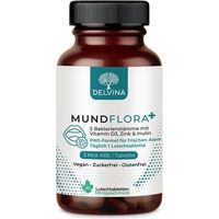 Produktbild von Delvina Mundflora PRO Lutschtabletten mit 5 Bakterienstämmen, Vitamin D3, Zink und Inulin, 90 Stück, Minzgeschmack, vegan, zuckerfrei und glutenfrei
