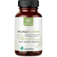 Produktbild von Delvina Mundflora Vegan Lutschtabletten mit Bakterienkulturen und Vitamin D3 Minzgeschmack Zuckerfrei 90 Stück