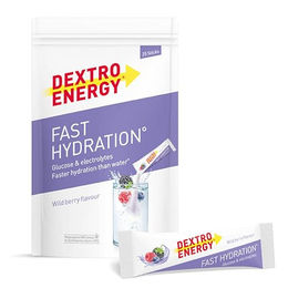 Dextro Energy Fast Hydration Elektrolyte Beeren-Mix, 25 Sticks, vegan, zuckerarm, glutenfrei und laktosefrei – Bild 1 von 5