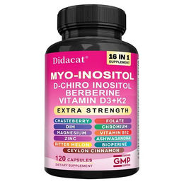 Didacat Nahrungsergänzungsmittel für Frauen mit Myo-Inositol, D-Chiro Inositol, Berberin und Vitamin D3+K2, 120 Kapseln – Bild 1 von 3