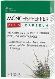 doc nature's Mönchspfeffer Plus mit Vitamin B6 und Magnesium Kräuter-Komplex Kapseln vegan glutenfrei laktosefrei 30 Stück – Bild 1 von 4
