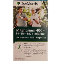 Produktbild von DocMorris Magnesium 400 mg Trio mit B-Vitaminen und Folsäure – 3 x 60 Tabletten für Sportler