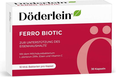 Döderlein Ferro Biotic Eisen Fumarat und Milchsäurebakterien Kapseln vegan für Frauen, Schwangere und Stillende, 30 Kapseln – Bild 1 von 4