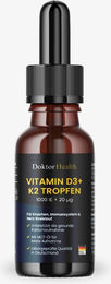 Doktor Health Vitamin D3 + K2 Tropfen mit 1000 IE und 20 µg vegan und ohne Zusatzstoffe – Bild 1 von 3