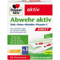 Produktbild von Doppelherz aktiv Abwehr aktiv DIRECT Pulver mit Ascorbinsäure in Sticks, laktosefrei und glutenfrei