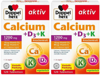 Doppelherz aktiv Calcium + D3 + K Tabletten mit 1200 mg Calcium für Frauen, Schwangere und Stillende 120 Tabletten – Bild 1 von 2