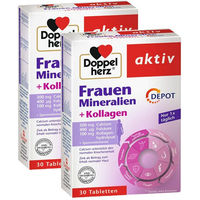 Produktbild von Doppelherz aktiv Frauen Mineralien und Kollagen DEPOT Doppelpack Tabletten für Frauen