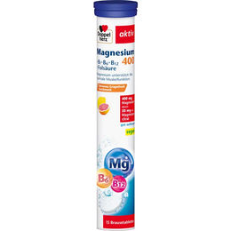 Doppelherz Aktiv Magnesium 400 Brausetabletten mit B-Vitaminen und Folsäure vegan glutenfrei laktosefrei 15 Stück – Bild 1 von 3