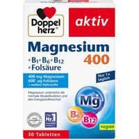 Produktbild von Doppelherz aktiv Magnesium 400 mg mit Vitamin B1, B6, B12 und Folsäure Tabletten glutenfrei für Sportler und Erwachsene 30 Stück