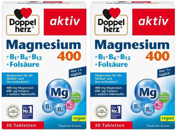 Doppelherz aktiv Magnesium 400 mg mit Vitamin B1, B6, B12 und Folsäure Tabletten – Bild 1 von 1