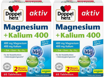 Doppelherz aktiv Magnesium + Kalium 400 Tabletten vegan laktosefrei glutenfrei für Sportler 120 Stück – Bild 1 von 1