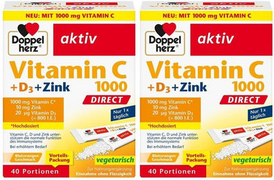 Doppelherz aktiv Vitamin C 1000 Direct mit D3 und Zink Sticks zuckerfrei vegetarisch laktosefrei glutenfrei – Bild 1 von 1