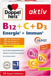 Doppelherz B12 + C + D3 Depot aktiv Tabletten für Senioren vegetarisch 30 Stück – Bild 1 von 2