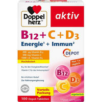 Produktbild von Doppelherz B12 + C + D3 Depot Aktiv Tabletten vegetarisch 100 Stück