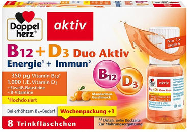 Doppelherz B12 + D3 Duo Aktiv Trinkampullen für Kinder laktosefrei und glutenfrei – Bild 1 von 2