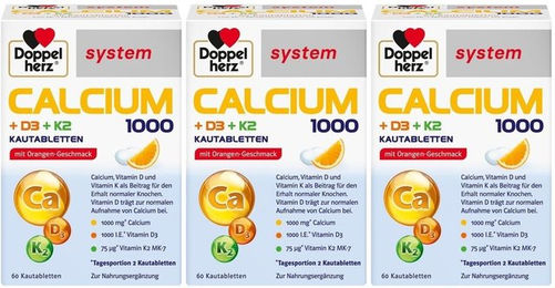 Doppelherz Calcium 1000 mit Vitamin D3 und K2 Lutschtabletten 180 Stück – Bild 1 von 1