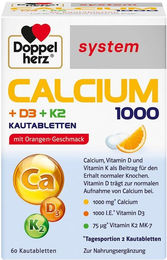 Doppelherz Calcium 1000 mit Vitamin D3 und K2 Lutschtabletten laktosefrei und glutenfrei 60 Stück – Bild 1 von 1
