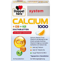 Produktbild von Doppelherz Calcium 1000 mit Vitamin D3 und K2 Lutschtabletten laktosefrei und glutenfrei 60 Stück