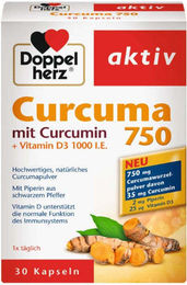Doppelherz Curcuma 750 mit standardisiertem Extrakt, 30 Kapseln – Bild 1 von 1