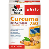 Produktbild von Doppelherz Curcuma 750 mit standardisiertem Extrakt, 30 Kapseln