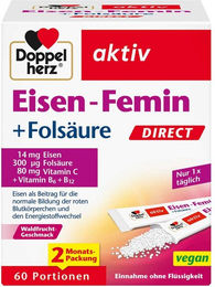 Doppelherz Eisen-Femin Direct Sticks für Frauen, Schwangere und Stillende, 60 Stück – Bild 1 von 2