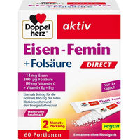 Produktbild von Doppelherz Eisen-Femin Direct Sticks für Frauen, Schwangere und Stillende, 60 Stück