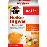 Produktbild von Doppelherz Heißer Ingwer + Curcuma Tee zuckerhaltig 10 Beutel