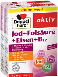 Doppelherz Jod, Folsäure, Eisen Fumarat und Vitamin B12 Tabletten für Frauen, Schwangere, Stillende und Senioren – Bild 1 von 1
