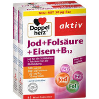 Produktbild von Doppelherz Jod, Folsäure, Eisen Fumarat und Vitamin B12 Tabletten für Frauen, Schwangere, Stillende und Senioren